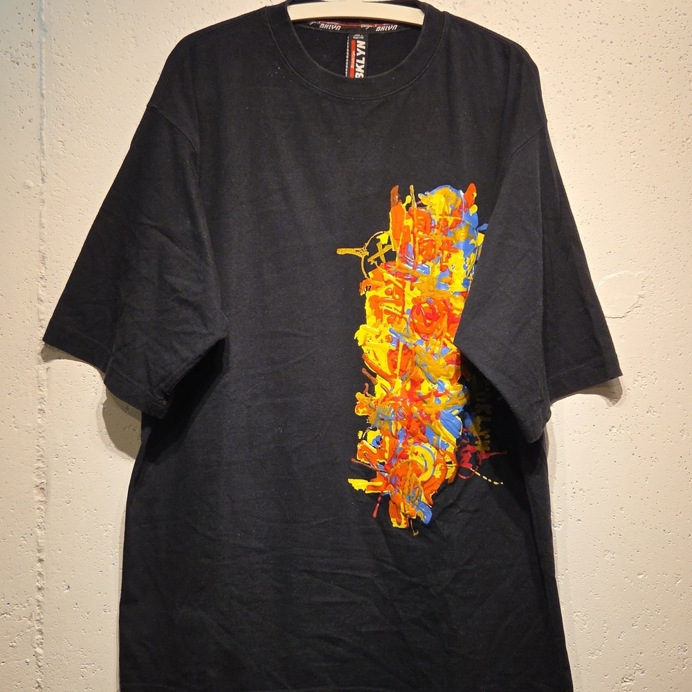 Relaxed Fit Black Tee w/ Splatter Paint Graphics (XL)